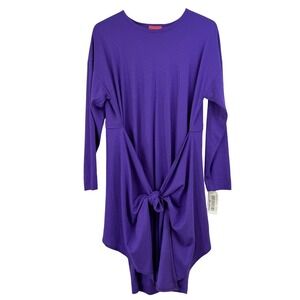 VINTAGE NEW Chacok Nymphea Robe Dress Violet Wool Tie Front Made in France SMALL